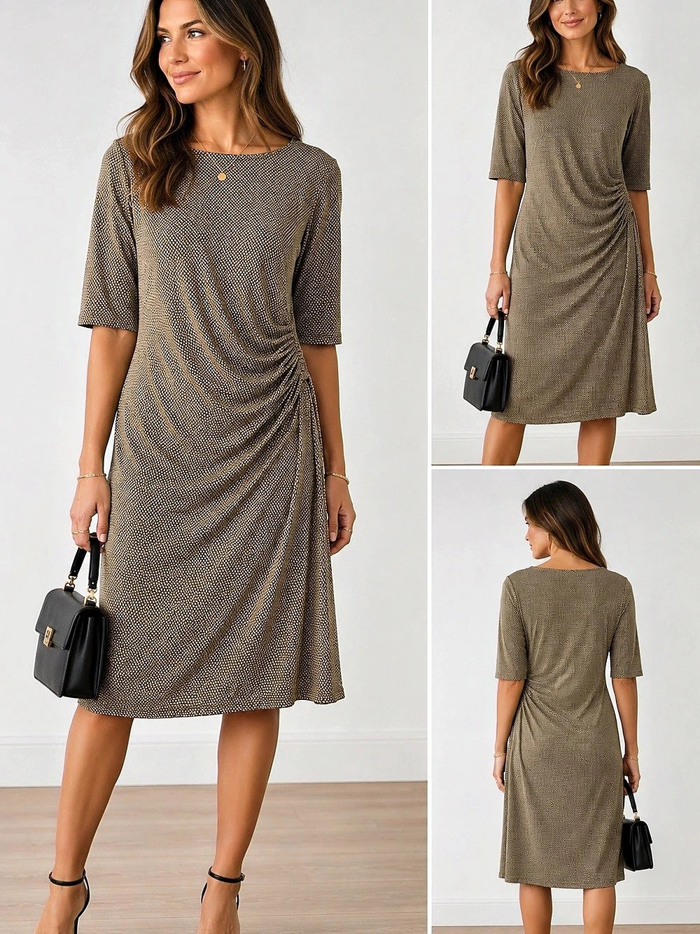 Banana Republic Geometric Midi Dress Brown & Pink Size Small Like New
